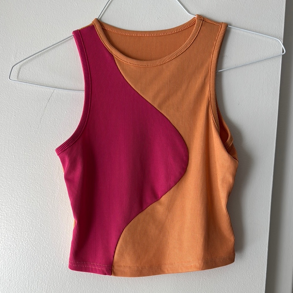 SHEIN Purple Orange Asymmetrical Crop Tank Top